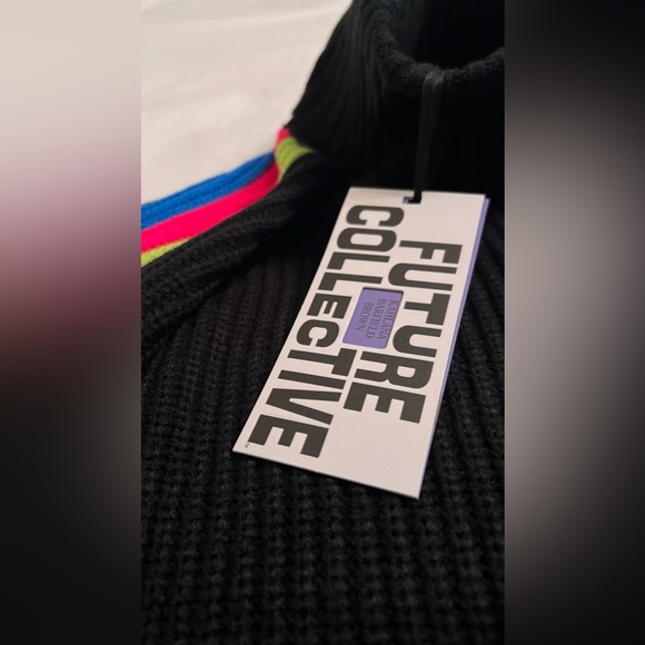 Future Collective Kahlana Barfield Brown Black Neon Stripes Turtleneck XXS - Picture 4 of 6